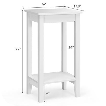 2-Tier Nightstand End Side Wooden Legs Table for Bedroom, White Nightstands at Gallery Canada