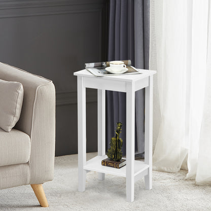 2-Tier Nightstand End Side Wooden Legs Table for Bedroom, White Nightstands at Gallery Canada