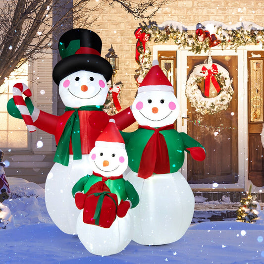 Inflatable Christmas Snowman Family Decoration with LED Lights, Multicolor - Gallery Canada