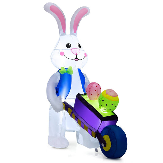 Inflatable Easter Rabbit Decoration with Pushing Cart, Multicolor - Gallery Canada