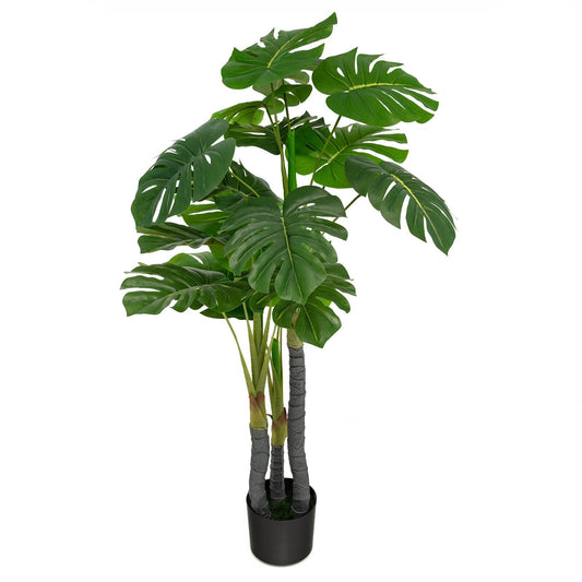4 Feet Artificial Tree Artificial Monstera Palm Tree Fake Plant, Green - Gallery Canada