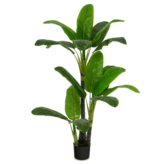 5 Feet Artificial Tree with 18 Large Leaves, Green - Gallery Canada