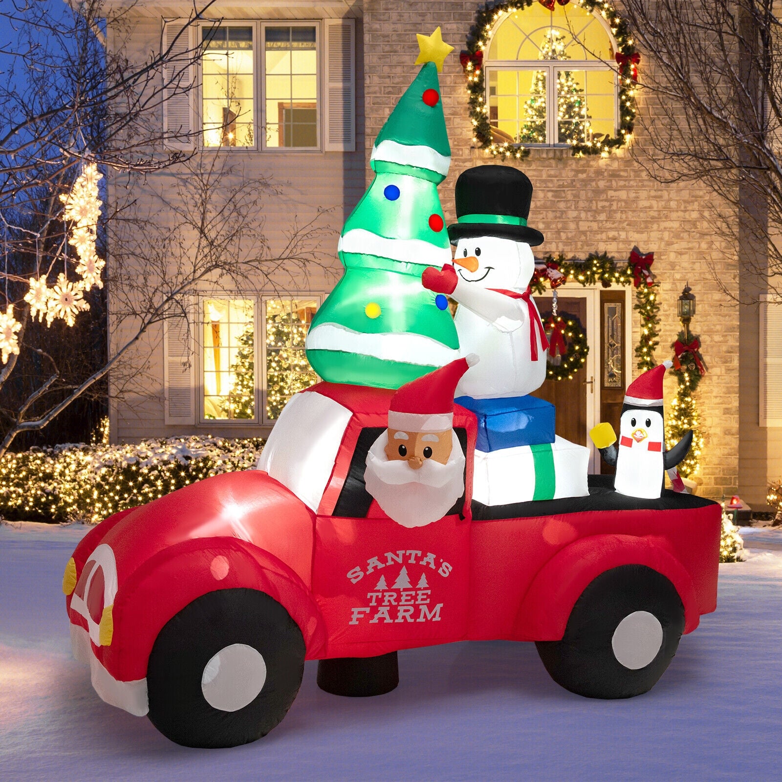8 Feet Wide Inflatable Santa Claus Driving Car, LED, Air Blower, Multicolor Christmas Inflatables at Gallery Canada