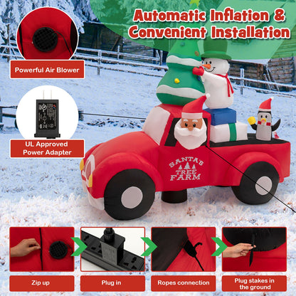 8 Feet Wide Inflatable Santa Claus Driving Car, LED, Air Blower, Multicolor Christmas Inflatables at Gallery Canada