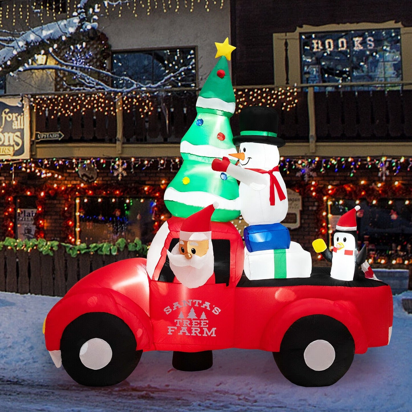 8 Feet Wide Inflatable Santa Claus Driving a Car with LED and Air Blower, Multicolor - Gallery Canada