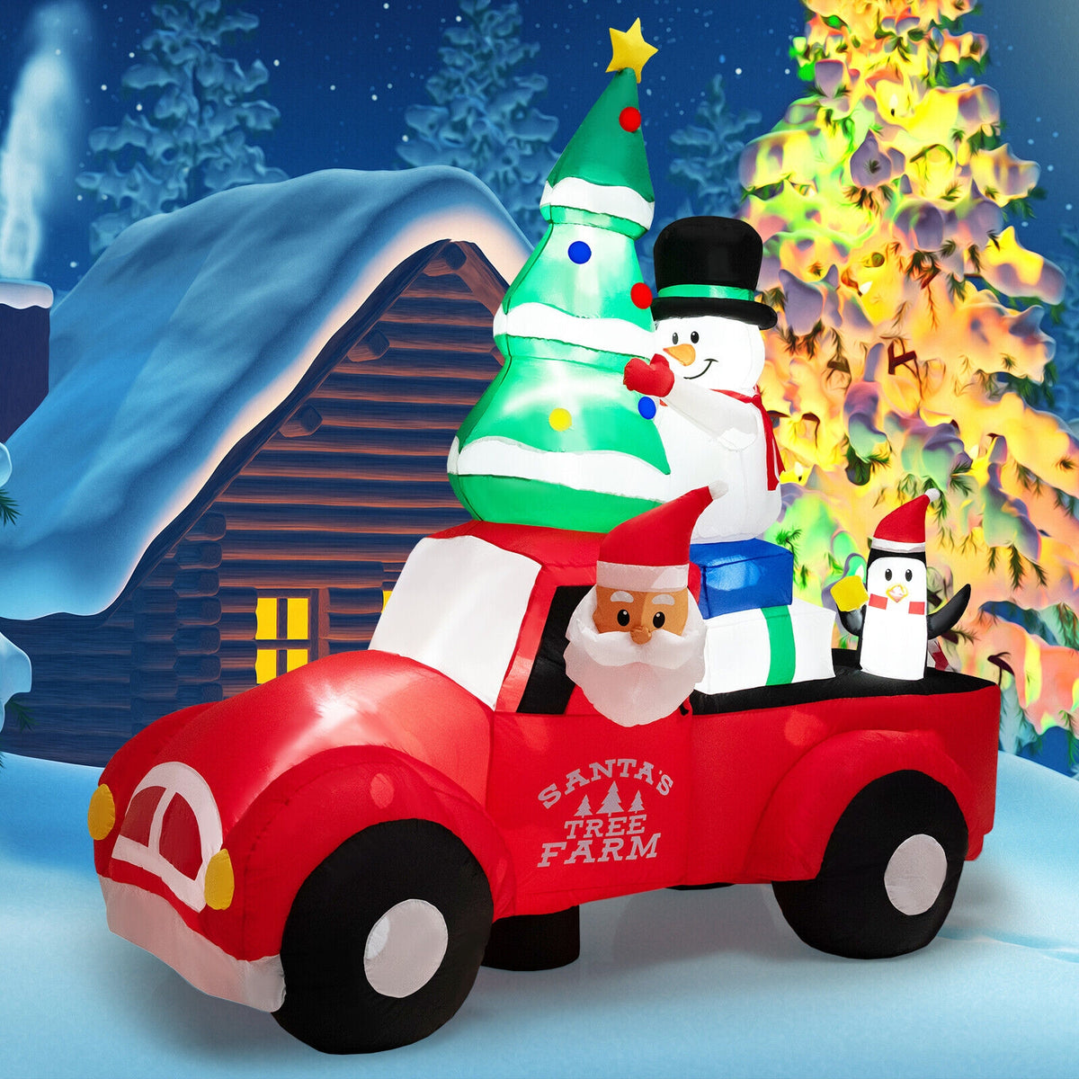 8 Feet Wide Inflatable Santa Claus Driving Car, LED, Air Blower, Multicolor Christmas Inflatables at Gallery Canada