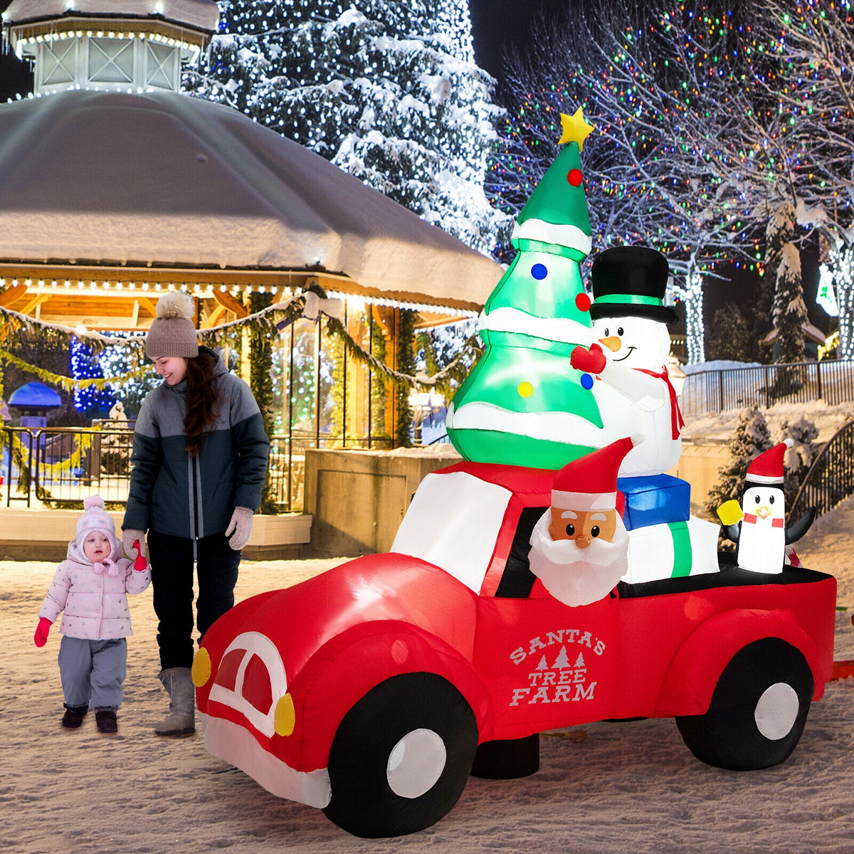 8 Feet Wide Inflatable Santa Claus Driving Car, LED, Air Blower, Multicolor Christmas Inflatables at Gallery Canada