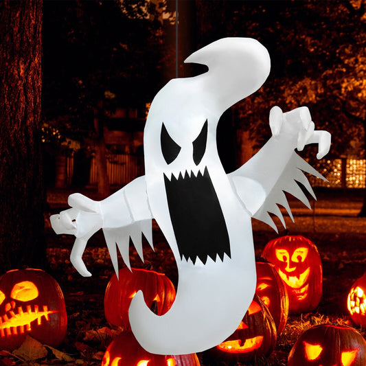 Inflatable Halloween Hanging Ghost Decoration with Built-in LED Lights, Black & White - Gallery Canada