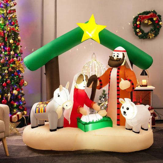 6.7 Feet Christmas Inflatable Nativity Scene with LED Lights, Multicolor - Gallery Canada