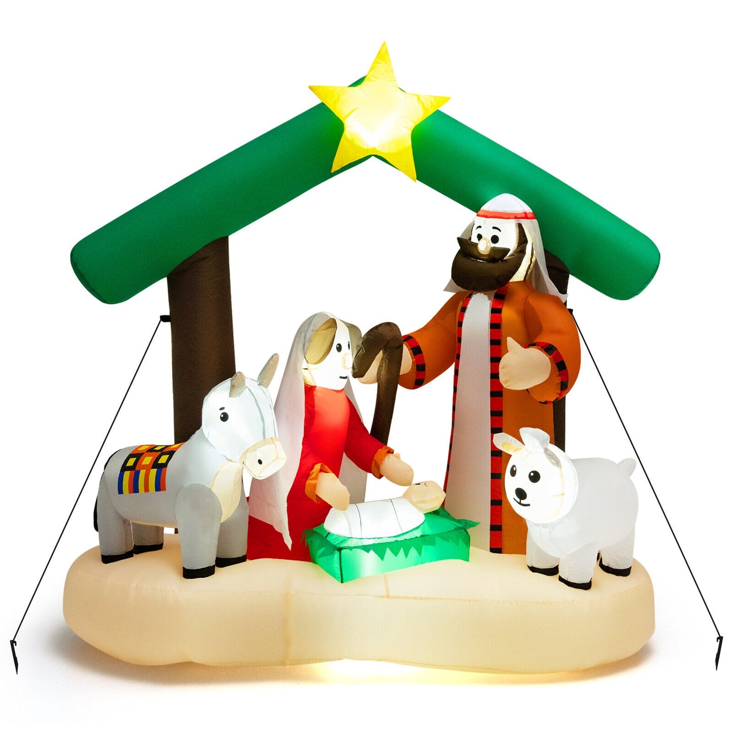 6.7 Feet Inflatable Nativity Scene, LED Lights, Multicolor Christmas Inflatables Multicolor at Gallery Canada