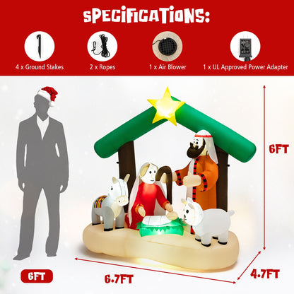 6.7 Feet Inflatable Nativity Scene, LED Lights, Multicolor Christmas Inflatables at Gallery Canada