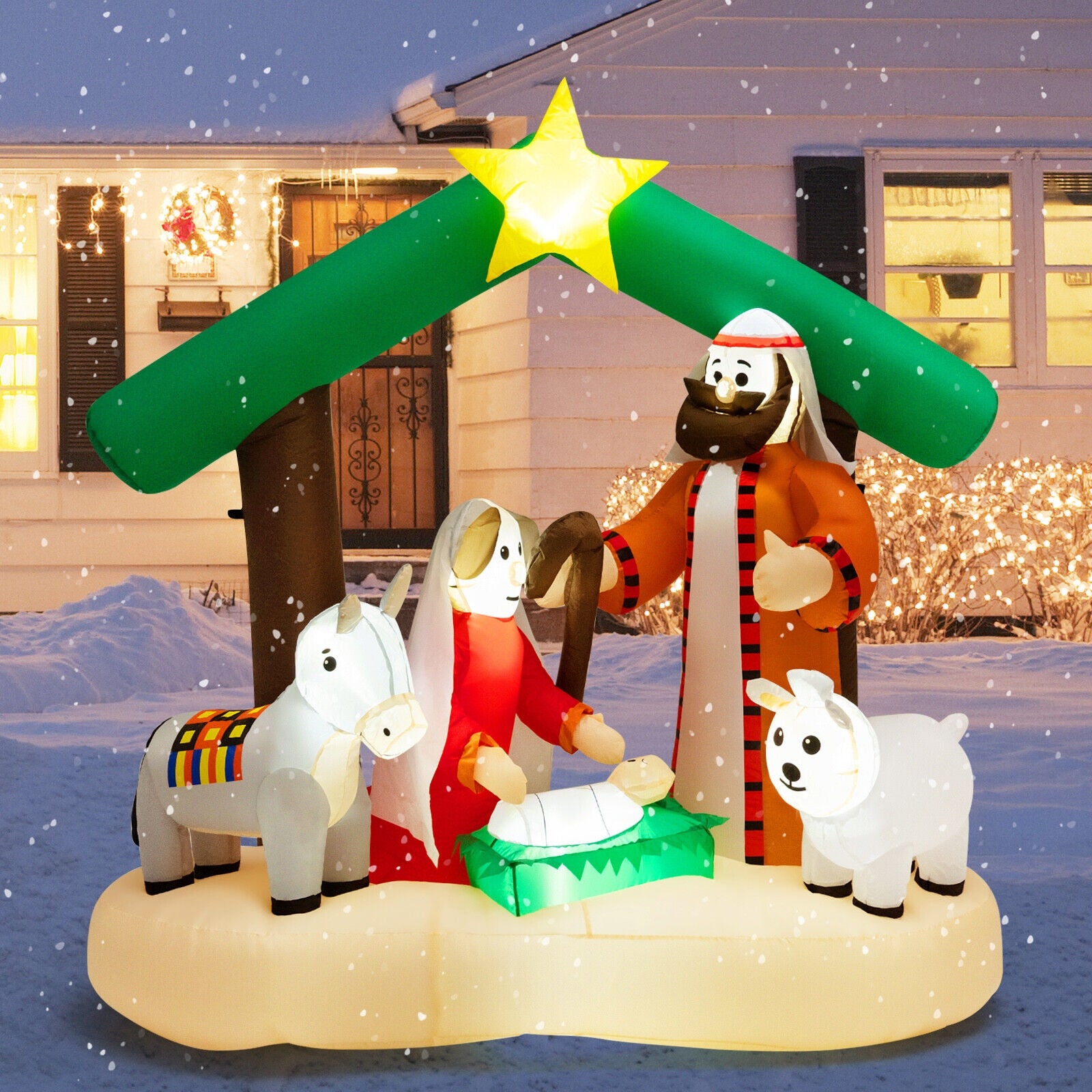 6.7 Feet Inflatable Nativity Scene, LED Lights, Multicolor Christmas Inflatables at Gallery Canada