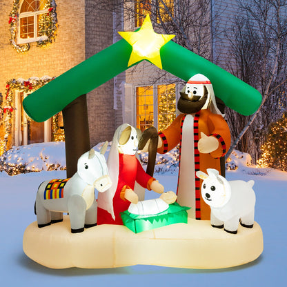 6.7 Feet Inflatable Nativity Scene, LED Lights, Multicolor Christmas Inflatables at Gallery Canada