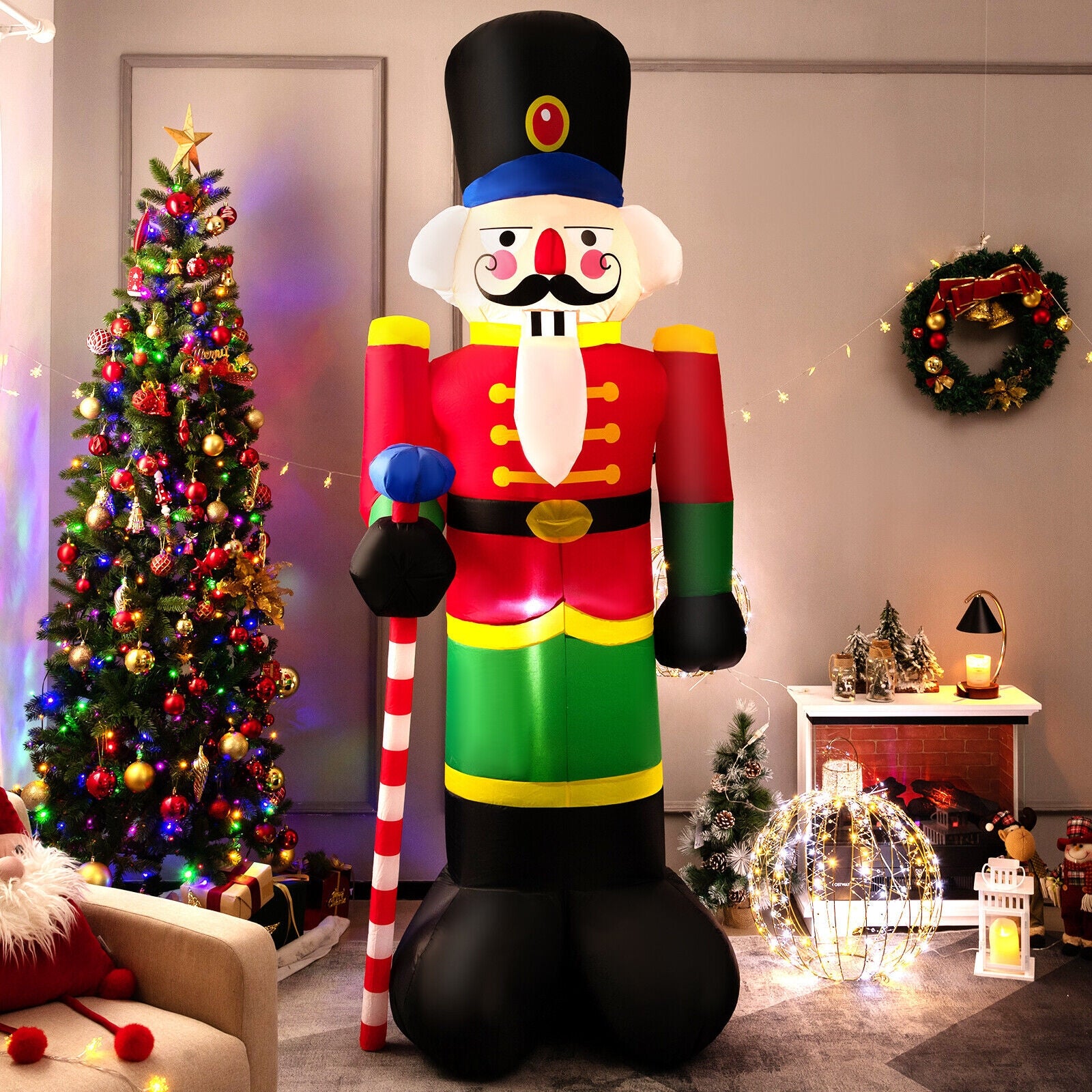 8 Feet Inflatable Nutcracker Soldier with 2 Built-in LED Lights, Multicolor Christmas Inflatables at Gallery Canada