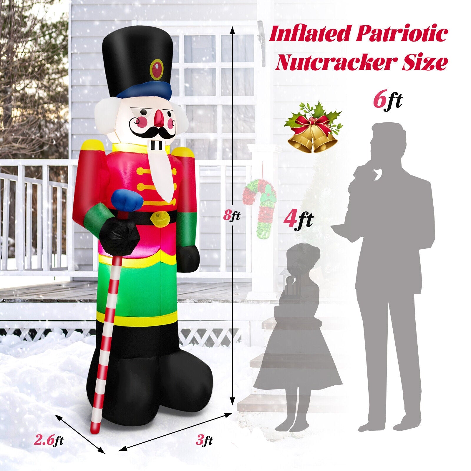 8 Feet Inflatable Nutcracker Soldier with 2 Built-in LED Lights, Multicolor Christmas Inflatables at Gallery Canada