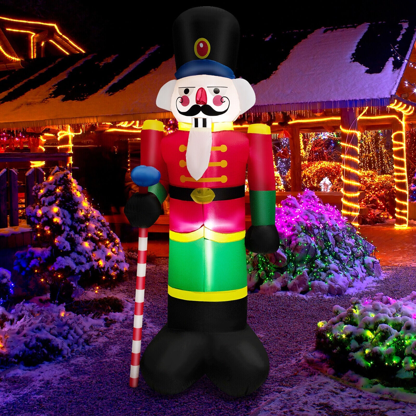 8 Feet Inflatable Nutcracker Soldier with 2 Built-in LED Lights, Multicolor Christmas Inflatables at Gallery Canada