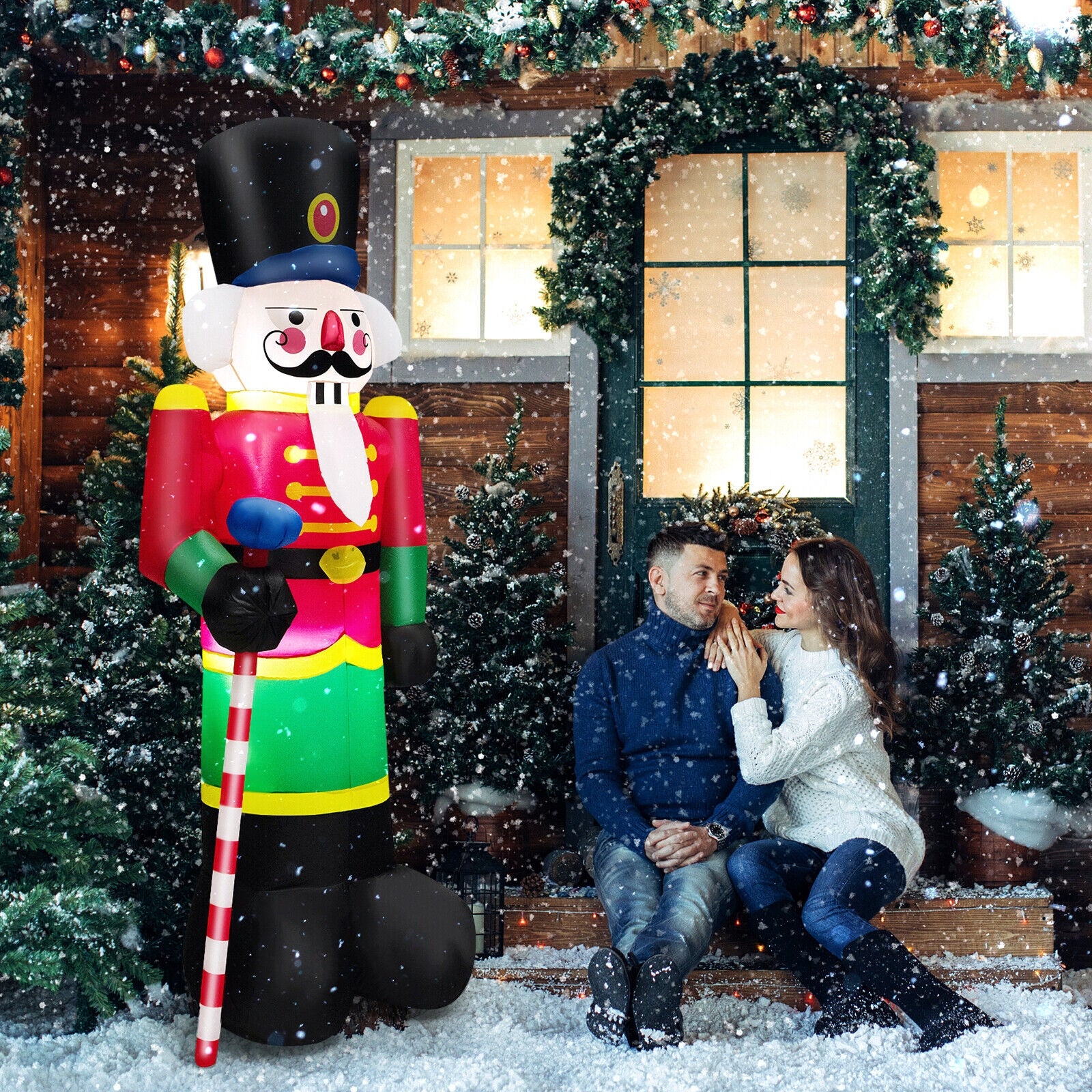 8 Feet Inflatable Nutcracker Soldier with 2 Built-in LED Lights, Multicolor Christmas Inflatables at Gallery Canada