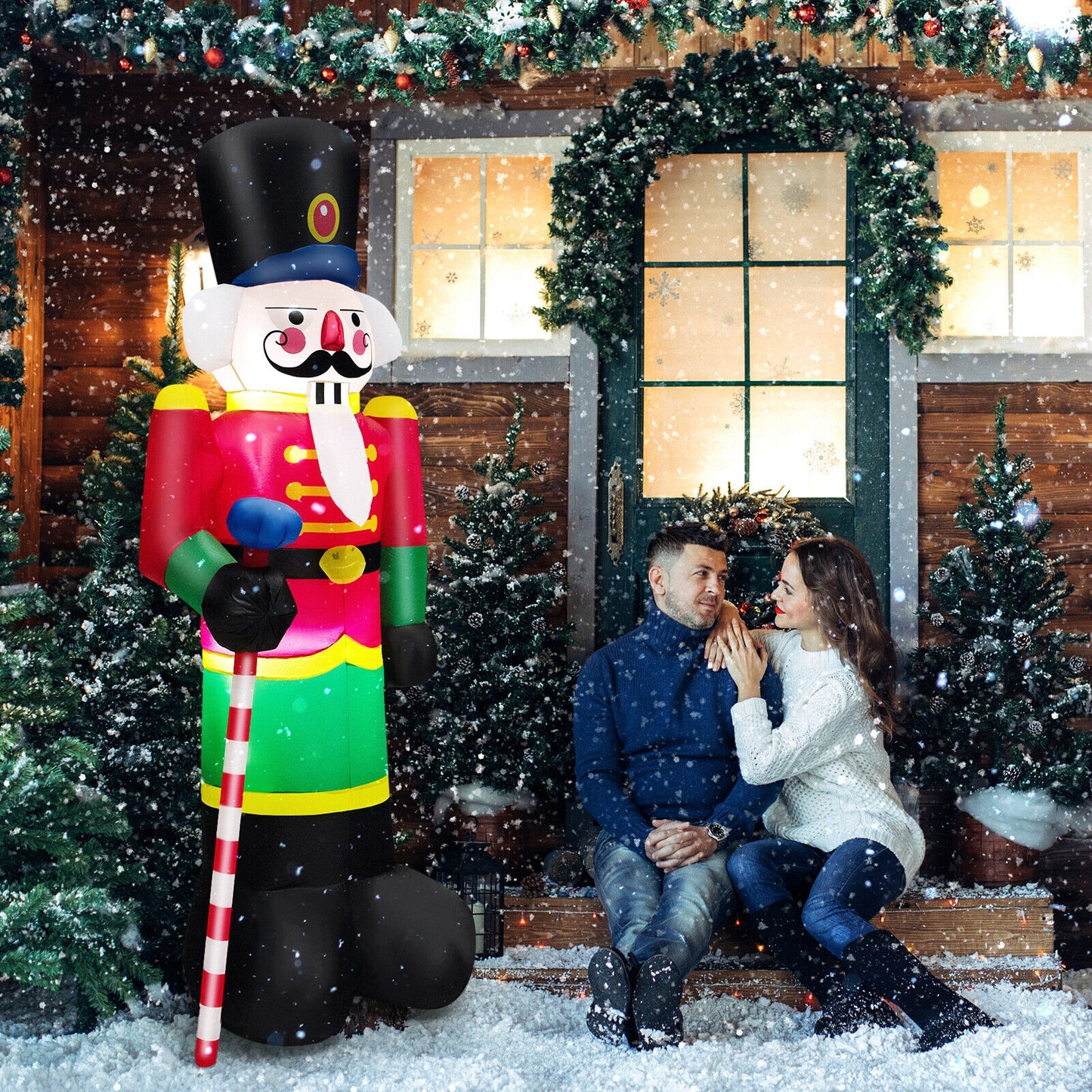 8 Feet Inflatable Nutcracker Soldier with 2 Built-in LED Lights, Multicolor Christmas Inflatables at Gallery Canada