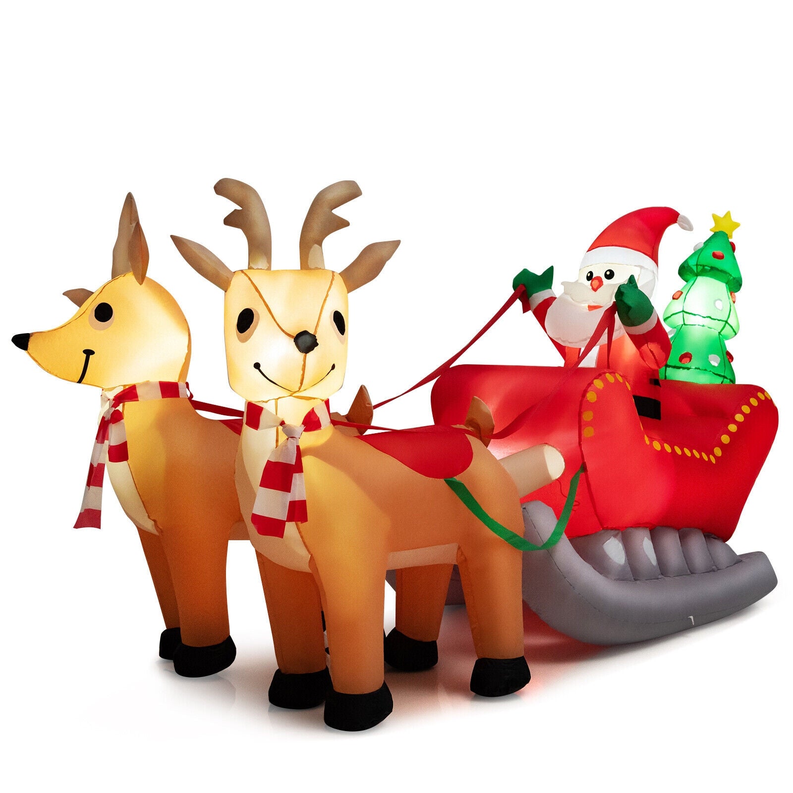 7.2 Feet Christmas Inflatable Santa Sled with LED Lights, Multicolor Christmas Inflatables at Gallery Canada