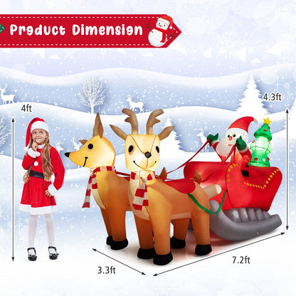 7.2 Feet Christmas Inflatable Santa Sled with LED Lights, Multicolor Christmas Inflatables at Gallery Canada