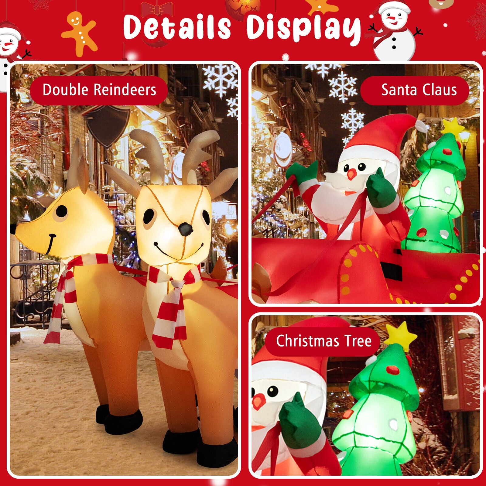 7.2 Feet Christmas Inflatable Santa Sled with LED Lights, Multicolor Christmas Inflatables at Gallery Canada