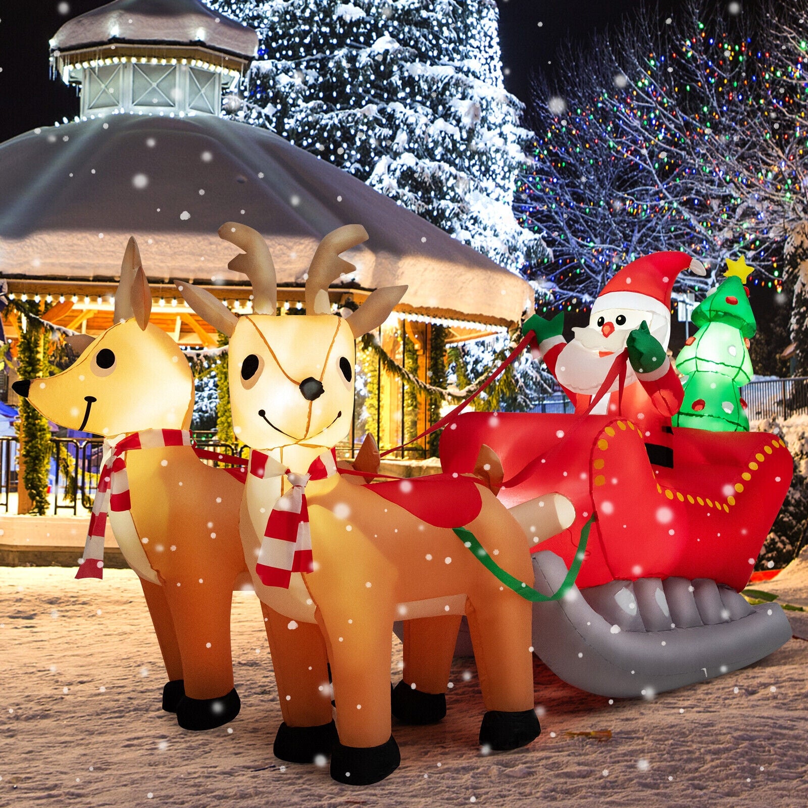 7.2 Feet Christmas Inflatable Santa Sled with LED Lights, Multicolor Christmas Inflatables at Gallery Canada