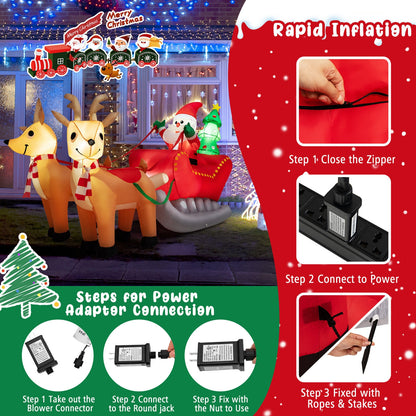 7.2 Feet Christmas Inflatable Santa Sled with LED Lights, Multicolor Christmas Inflatables at Gallery Canada