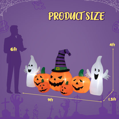 9 Feet Long Halloween Inflatable Pumpkins with 2 Ghosts, Multicolor Halloween at Gallery Canada