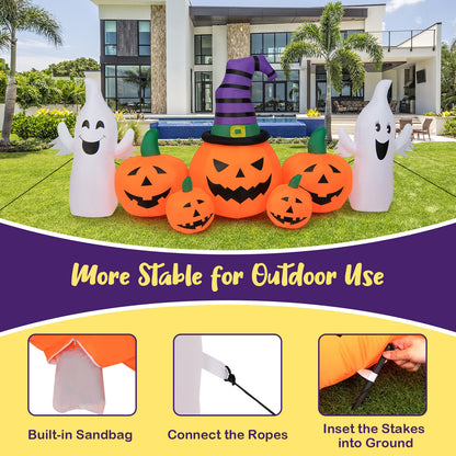 9 Feet Long Halloween Inflatable Pumpkins with 2 Ghosts, Multicolor Halloween at Gallery Canada