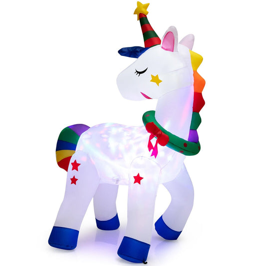 6 Feet Inflatable Unicorn Decoration with Rainbow, Multicolor