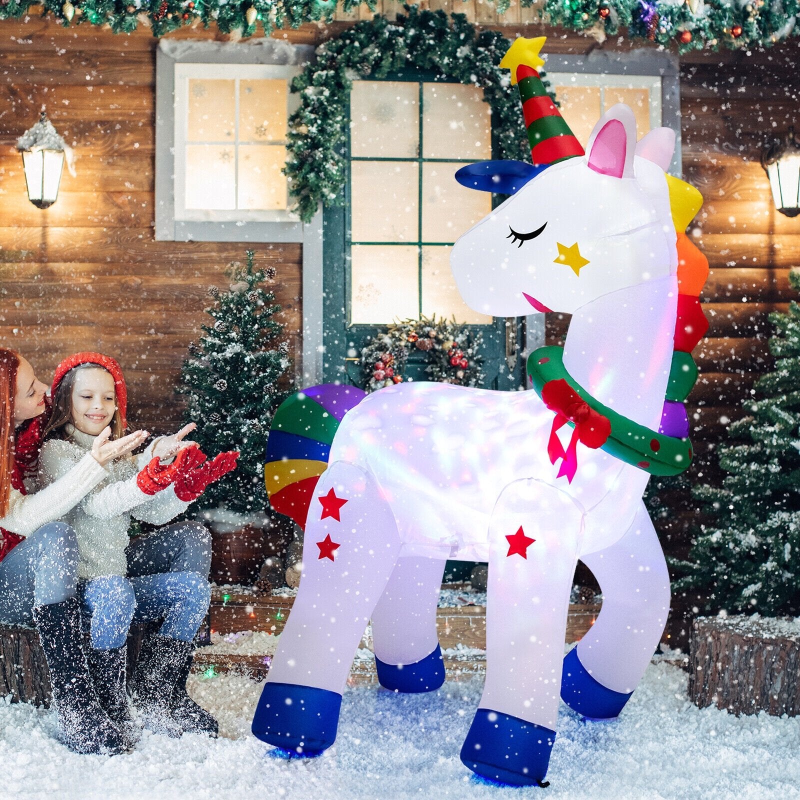6 Feet Inflatable Unicorn Decoration with Rainbow, Multicolor - Gallery Canada