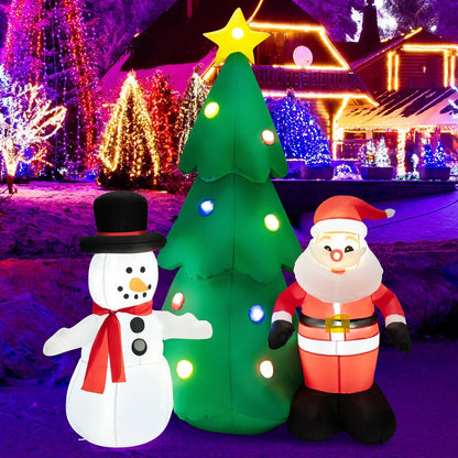 6 Feet Tall Lighted Inflatable Christmas Decoration with Santa Claus and Snowman, Multicolor - Gallery Canada