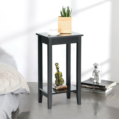 2-Tier Nightstand, Wooden Legs, Black Nightstands at Gallery Canada