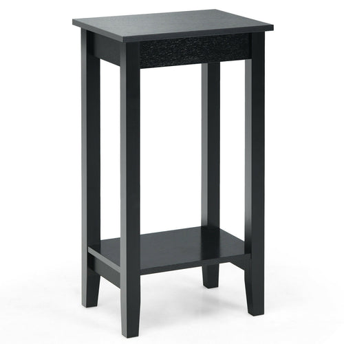 2-Tier Nightstand, Wooden Legs, Black