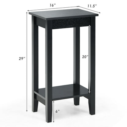 2-Tier Nightstand, Wooden Legs, Black Nightstands at Gallery Canada