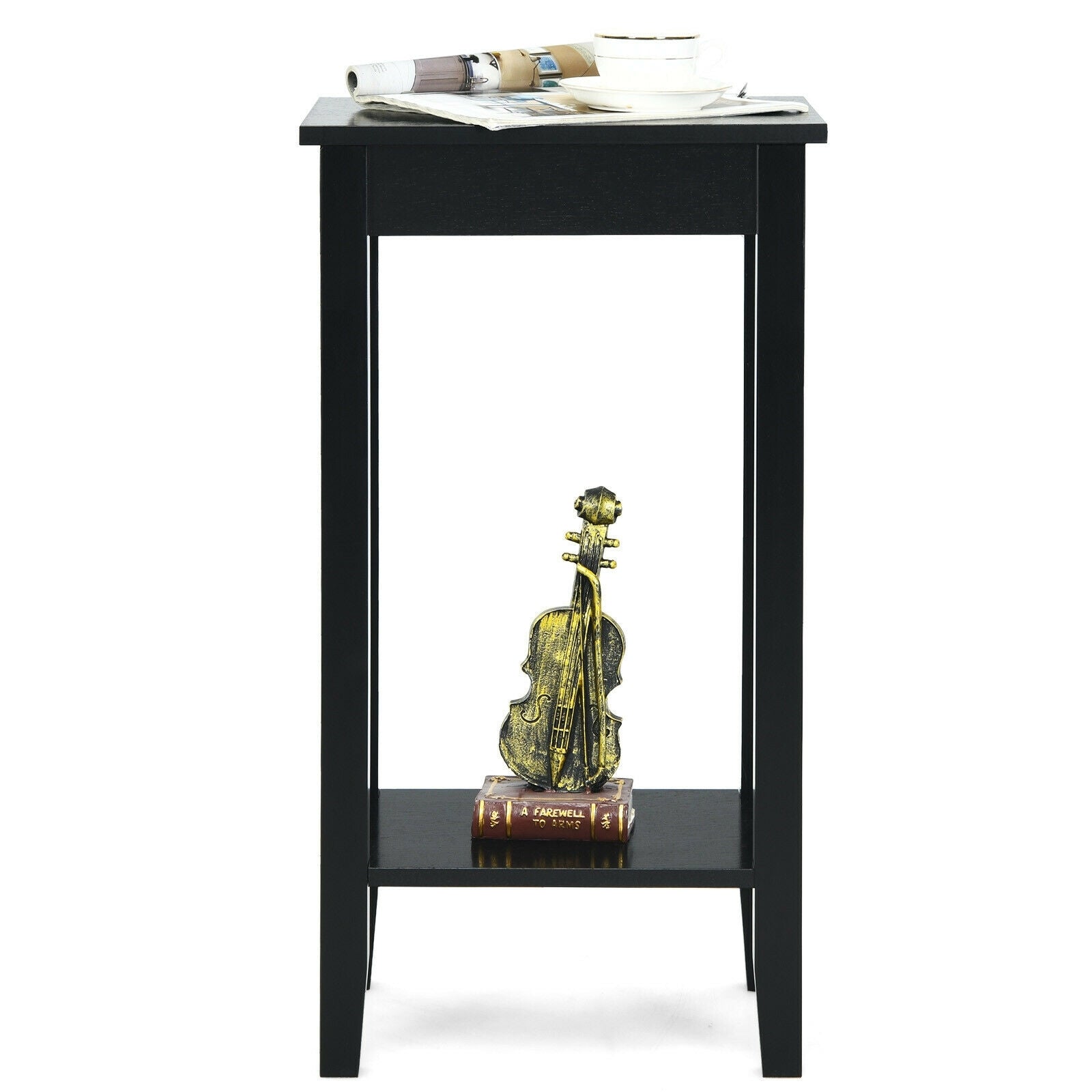 2-Tier Nightstand, Wooden Legs, Black Nightstands at Gallery Canada