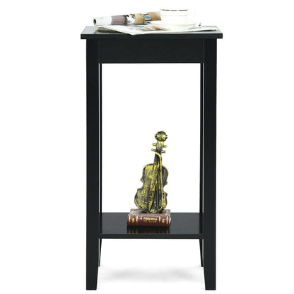 2-Tier Nightstand, Wooden Legs, Black Nightstands at Gallery Canada