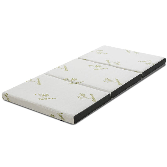 Queen 3 Inch Tri-fold Memory Foam Floor Mattress Topper Portable with Carrying Bag-S, White at Gallery Canada