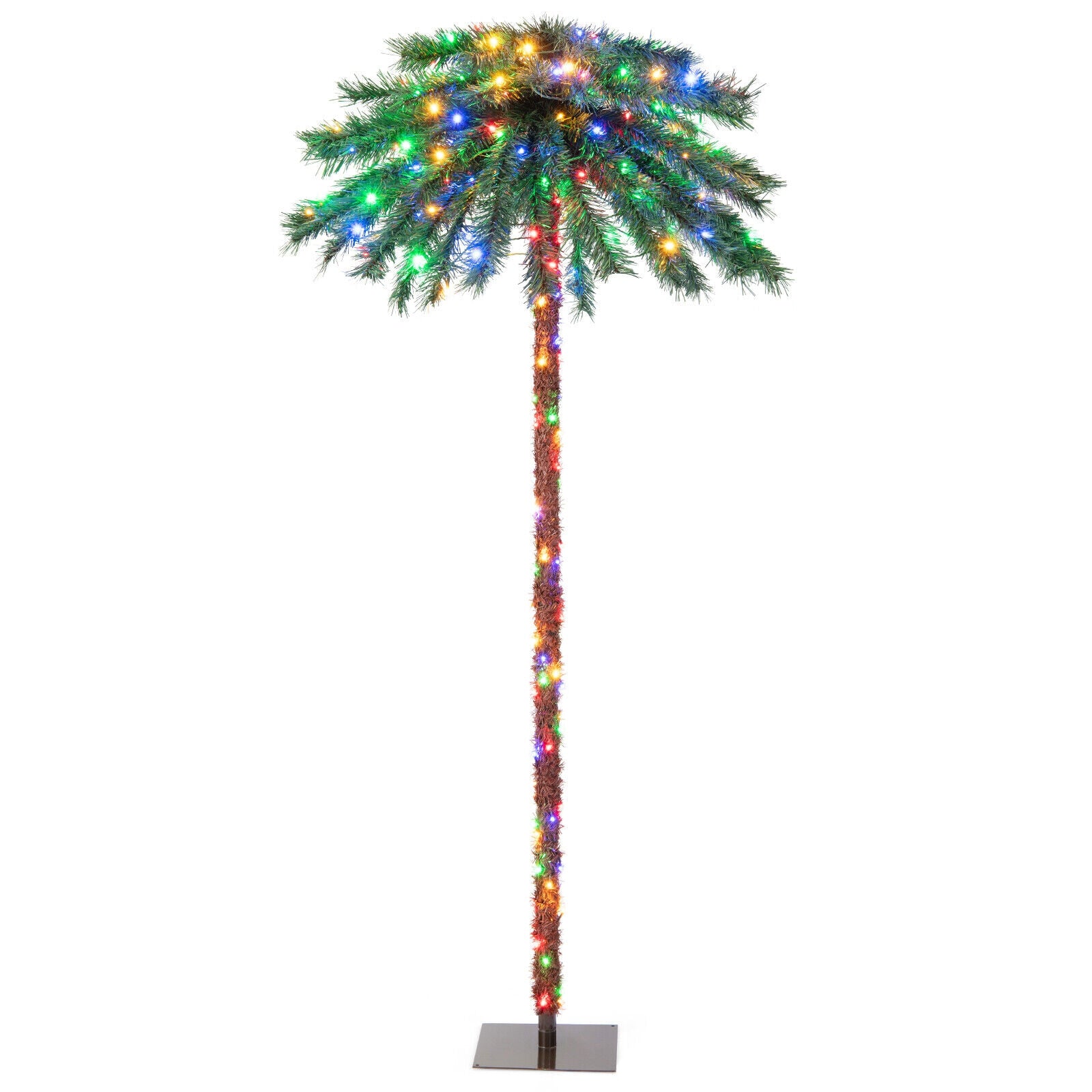 6 Feet Pre-Lit Artificial Tropical Christmas Palm Tree, 210 Multi-Color Lights, Green Christmas Tree Green at Gallery Canada
