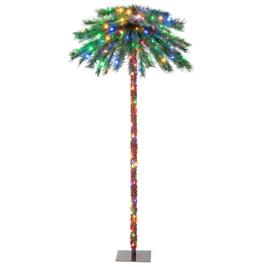 6 Feet Pre-Lit Artificial Tropical Christmas Palm Tree, 210 Multi-Color Lights, Green Christmas Tree Green at Gallery Canada