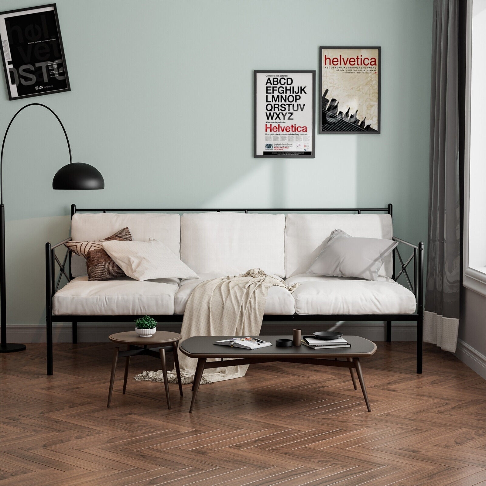 Metal Daybed Twin Bed Frame Stable Steel Slats Sofa Bed, Black Trundle Bed Frame at Gallery Canada