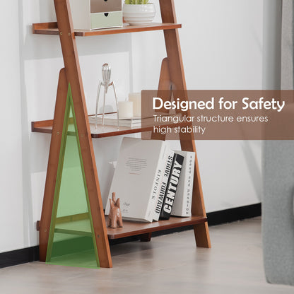 5-Tier Bamboo Ladder Shelf for Home Use, Brown Bookcases at Gallery Canada