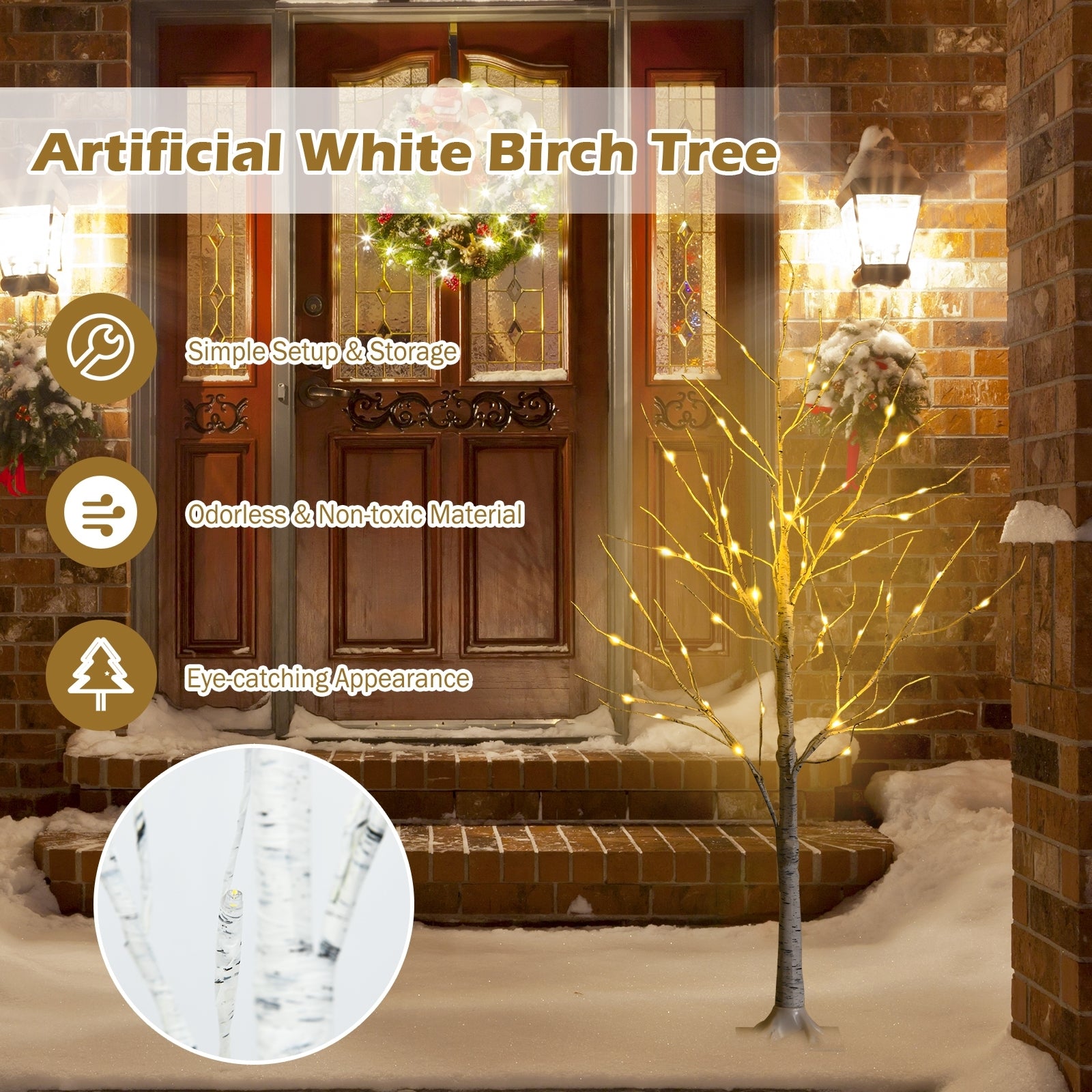 Pre-lit White Twig Birch Tree for Christmas Holiday with LED Lights-4 ft, White Christmas Tree at Gallery Canada