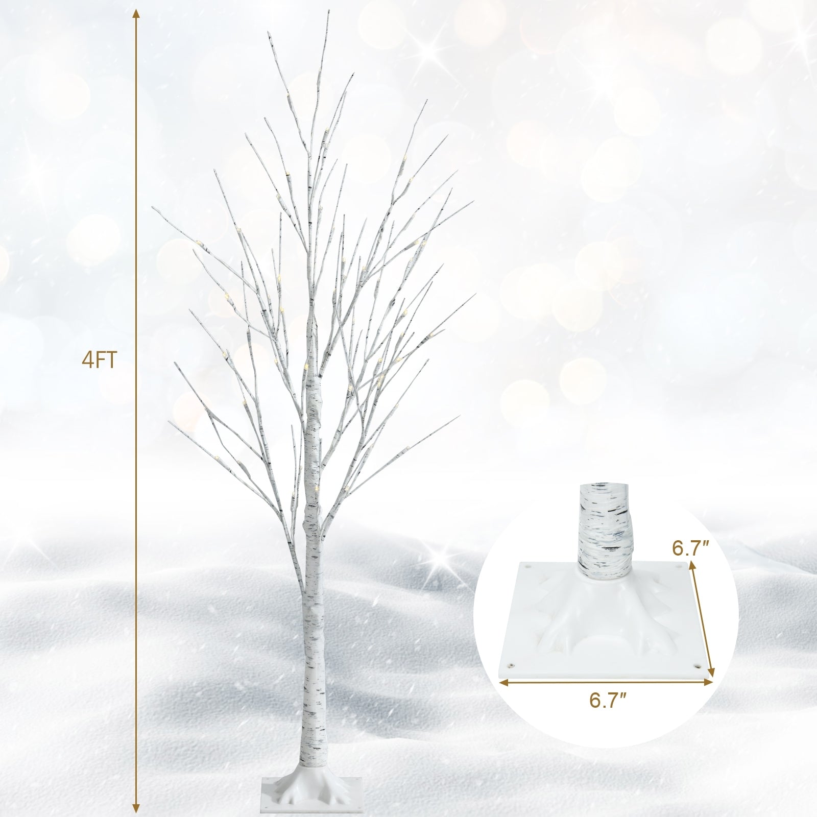 Pre-lit White Twig Birch Tree for Christmas Holiday with LED Lights-4 ft, White Christmas Tree at Gallery Canada