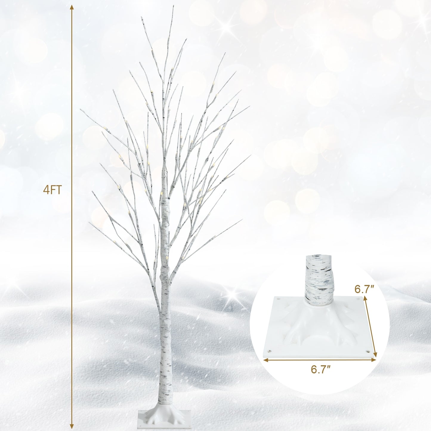 Pre-lit White Twig Birch Tree for Christmas Holiday with LED Lights-4 ft, White Christmas Tree at Gallery Canada