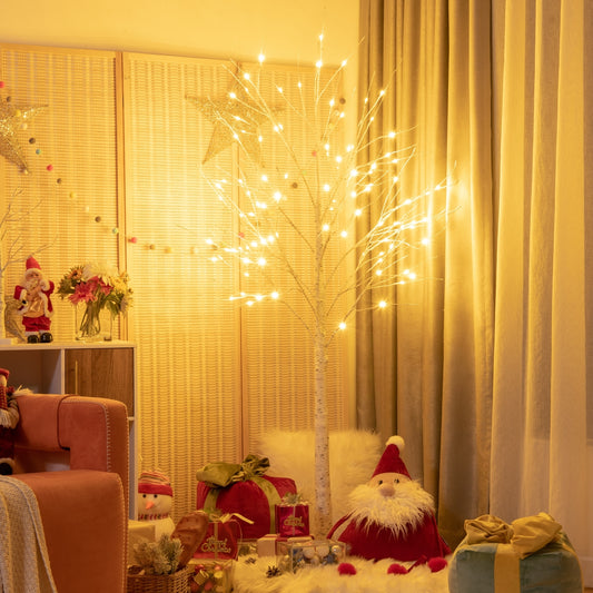 Pre-lit White Twig Birch Tree for Christmas Holiday with LED Lights-6 ft, White Christmas Tree 6' at Gallery Canada