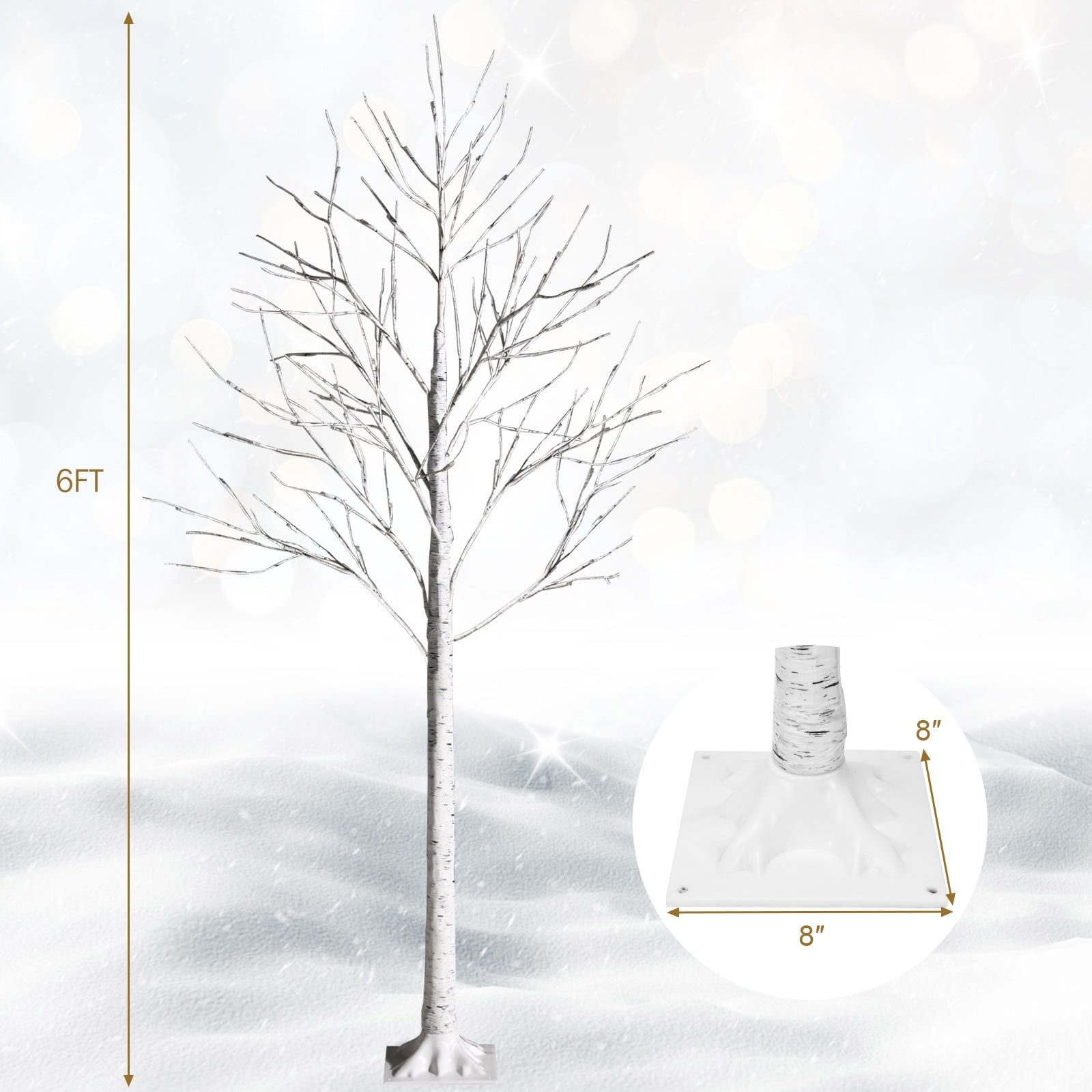 Pre-lit White Twig Birch Tree for Christmas Holiday with LED Lights-6 ft, White Christmas Tree at Gallery Canada