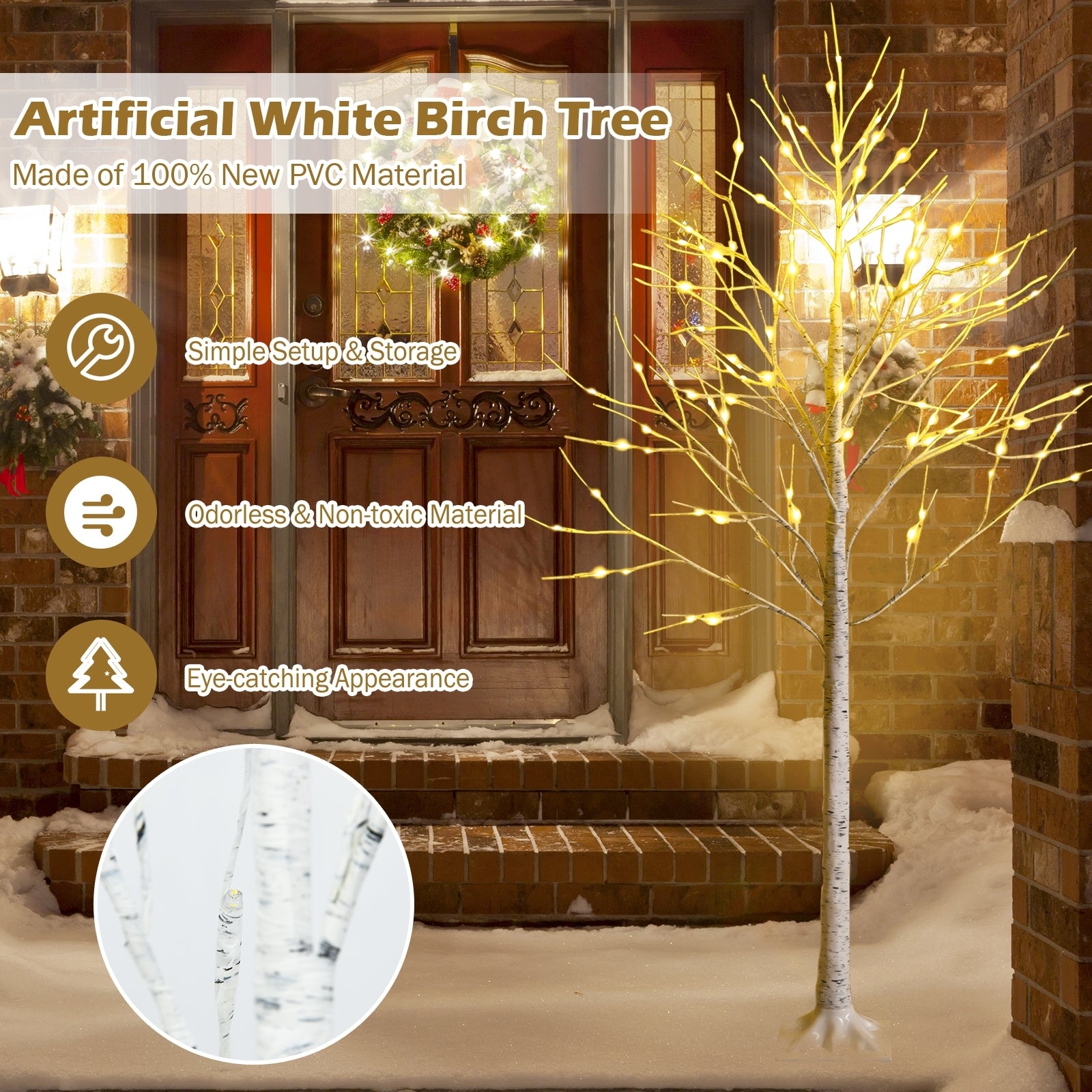 Pre-lit White Twig Birch Tree for Christmas Holiday with LED Lights-6 ft, White Christmas Tree at Gallery Canada