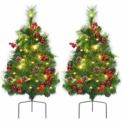 Set of 2 29 Inch Pre-lit Pathway Christmas Trees, Green Christmas Tree at Gallery Canada