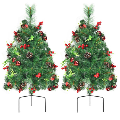 Set of 2 29 Inch Pre-lit Pathway Christmas Trees, Green Christmas Tree at Gallery Canada